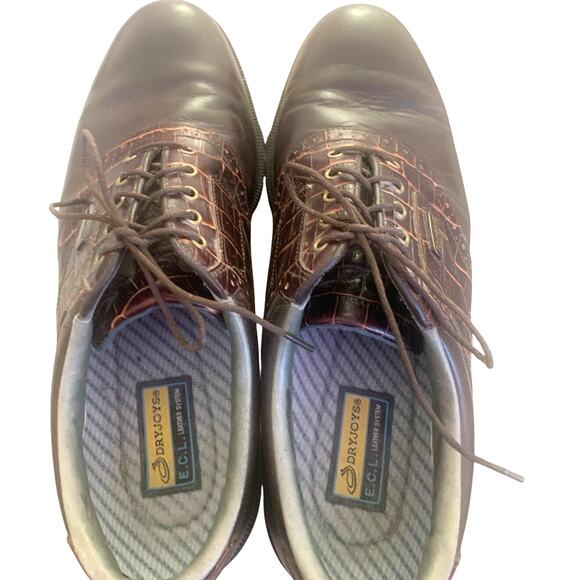 Foot Joy Dryjoys Leather Golf Shoes 11 M Brown ECL Leather System Soft Cleats - Picture 3 of 8